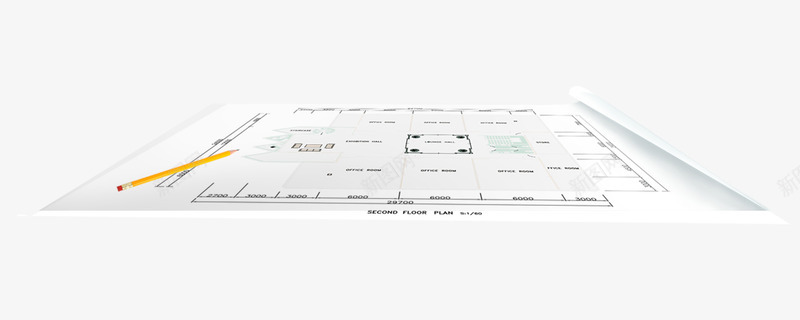建筑工程图画和笔png免抠素材_新图网 https://ixintu.com 产品实物 工地图 建筑图 换色铅笔 白色纸张