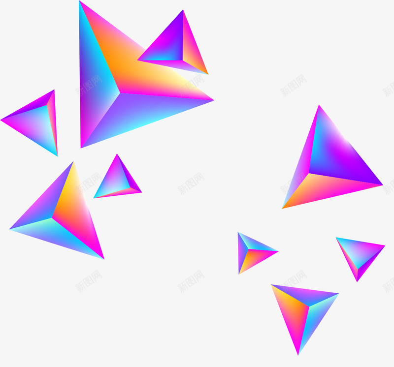 立体三角png免抠素材_新图网 https://ixintu.com 三角形 旋转 漂浮 科技 立体三角 紫色的 装饰