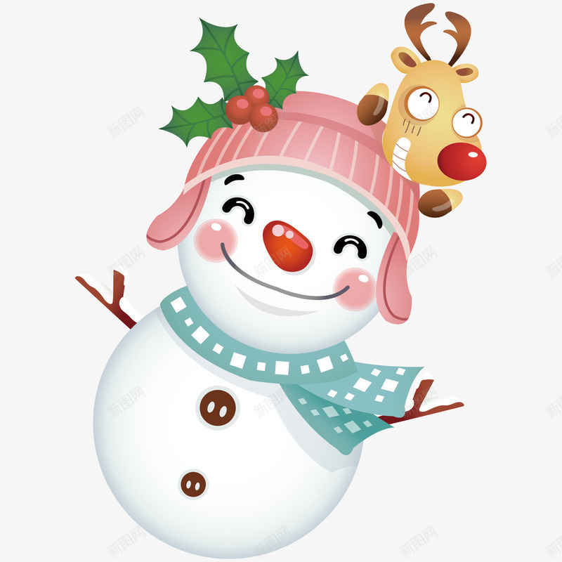 卡通可爱的圣诞雪人png免抠素材_新图网 https://ixintu.com 圣诞节 圣诞雪人 圣诞麋鹿 手绘 水彩 节日装饰