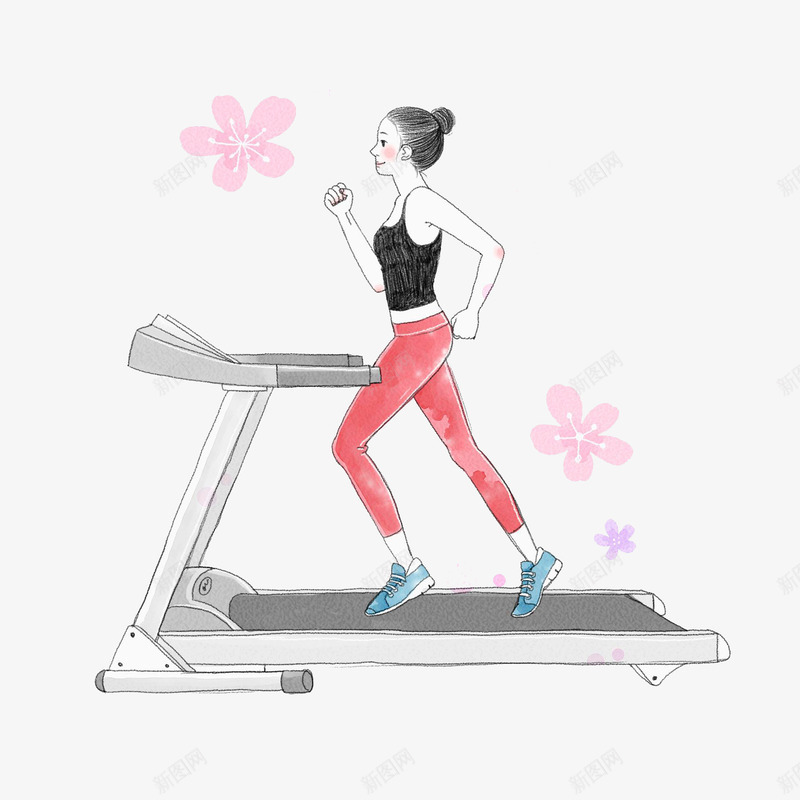 跑步机上减肥的女生png免抠素材_新图网 https://ixintu.com 减肥 女生 跑步 跑步机