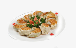创意盘子中的水饺煎水饺高清图片