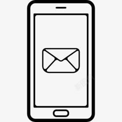 通信图电子邮件信封背面的符号在手机屏幕图标高清图片