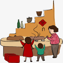 帮忙做饭的小男孩春节家庭做饭团聚高清图片