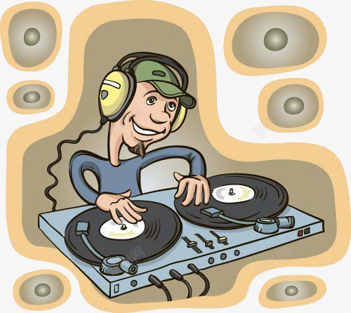 卡通男人DJ师png免抠素材_新图网 https://ixintu.com DJ音乐海报 人物漫画 卡通男人插画