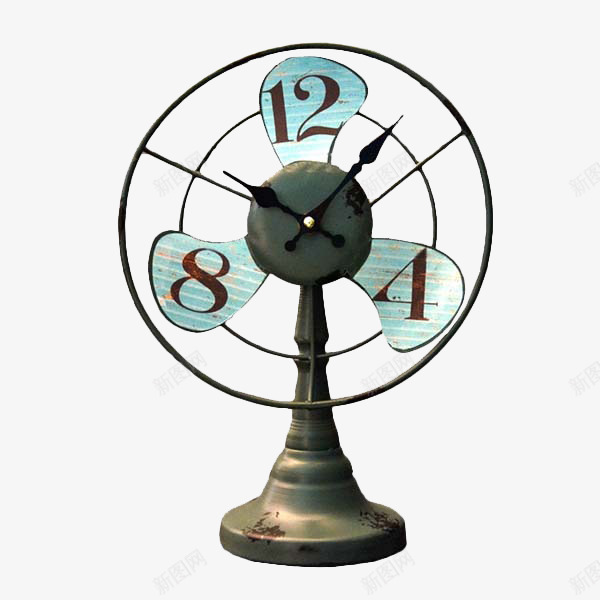 电风扇型时钟png免抠素材_新图网 https://ixintu.com 创意 复古 时钟 欧式 电风扇型 钟表