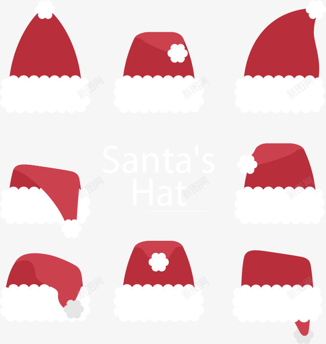 8个扁平圣诞帽png免抠素材_新图网 https://ixintu.com 圣诞帽 圣诞节 矢量素材 红色