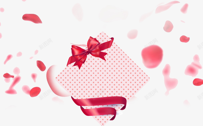 粉色礼盒漂浮的花瓣psd免抠素材_新图网 https://ixintu.com 免抠礼盒 漂浮的花瓣 礼盒 粉色 红色丝带