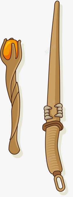 巫术棒子木质卡通巫术棒子高清图片