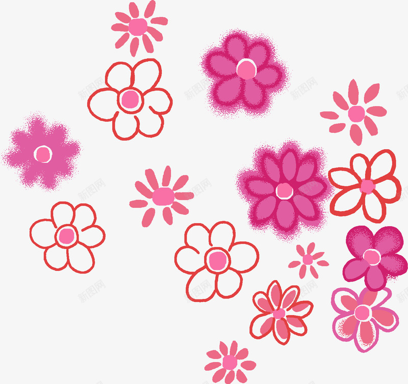手绘粉色美丽花朵植物png免抠素材_新图网 https://ixintu.com 植物 粉色 美丽 花朵