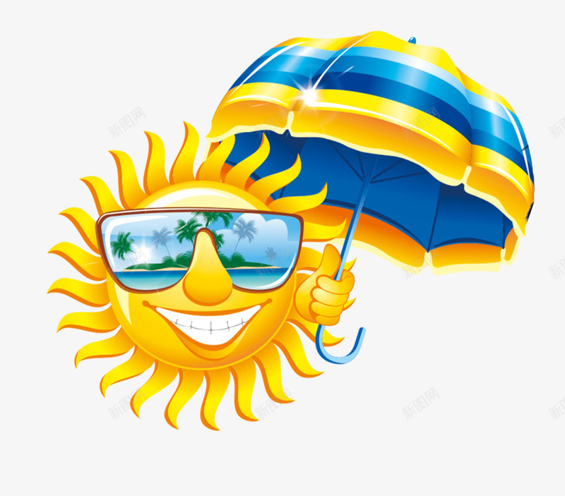 打着太阳伞的太阳png免抠素材_新图网 https://ixintu.com 促销 夏天 太阳 太阳伞 折扣 眼镜