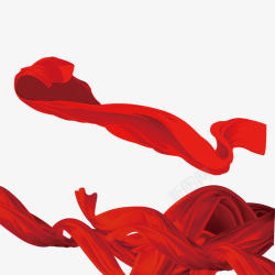 中国红漂浮丝带红色丝带高清图片