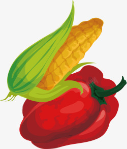 创意植物玉米辣椒青菜图素材