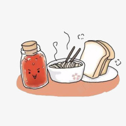 番茄酱面条手绘早餐高清图片