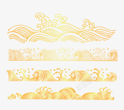 海浪分割线金色中国风海浪分割线高清图片