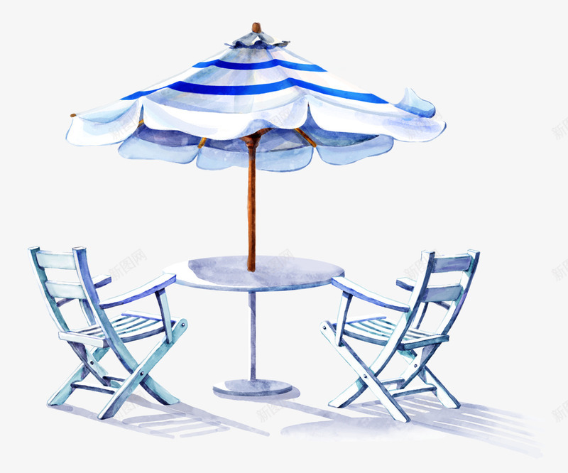 太阳伞椅子png免抠素材_新图网 https://ixintu.com 地中海风 太阳伞 手绘 椅子