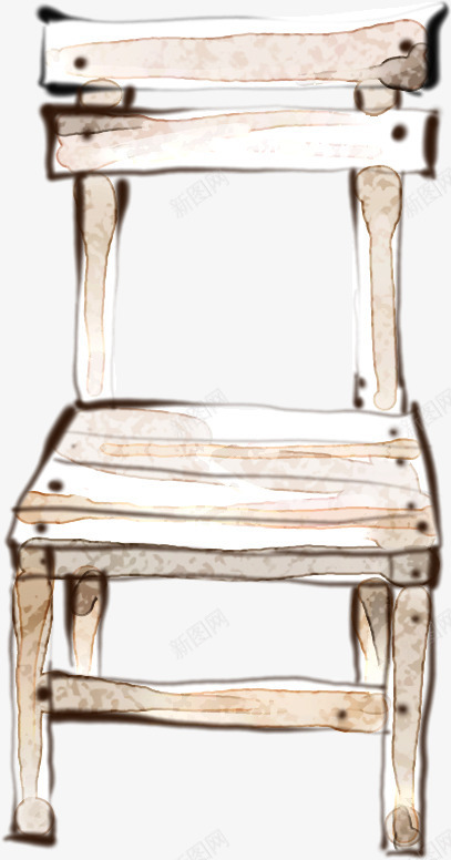 手绘水墨椅子png免抠素材_新图网 https://ixintu.com 卡通木椅 可爱长椅 手绘椅子