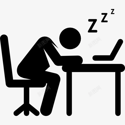 睡图标png_新图网 https://ixintu.com humanpictos 人睡觉 办公桌 工作场所