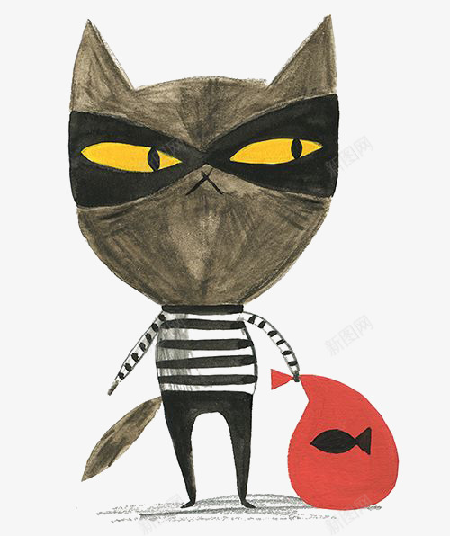 猫咪小偷png免抠素材_新图网 https://ixintu.com 偷窃人物 偷鱼 卡通 宠物 小偷 手绘 拟人 插画 猫 眼罩的小偷 警察抓贼