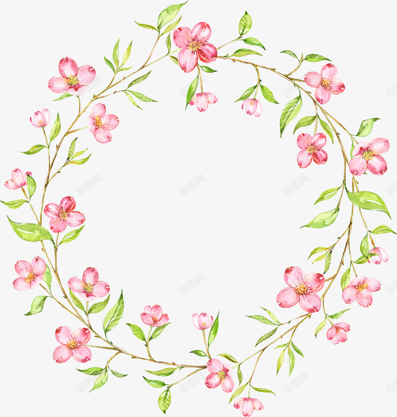 粉色小花朵花环图案png免抠素材_新图网 https://ixintu.com 叶子 植物 简图 美丽的 花卉 花朵 花环 装饰