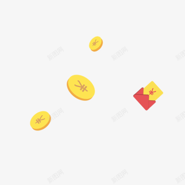 漂浮硬币png免抠素材_新图网 https://ixintu.com 卡通 店铺装饰 红包 金币雨 黄色