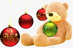 欢度圣诞节实物玩具熊铃铛高清图片