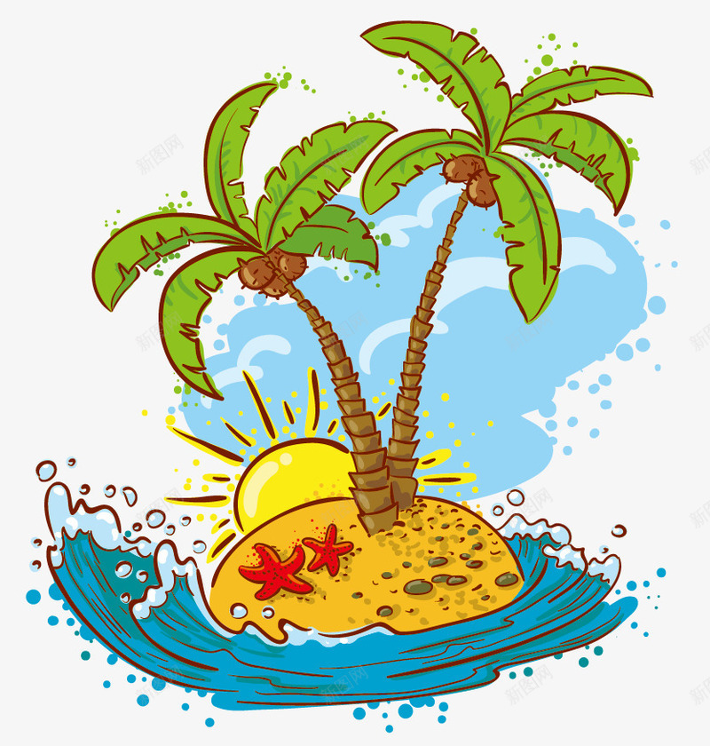 海岛椰子椰树旅游夏日png免抠素材_新图网 https://ixintu.com 夏日 旅游 椰子 椰树 海岛