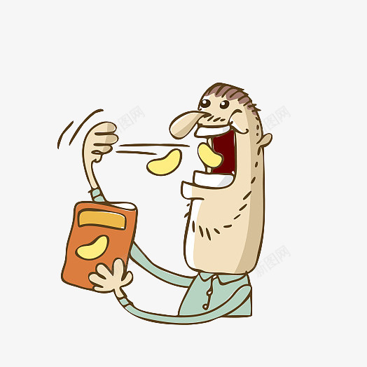 男人吃薯片插画png免抠素材_新图网 https://ixintu.com 卡通 吃薯片 广告 手绘 插画 男人 设计 零食