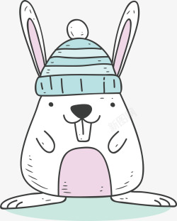暖冬兔子大板牙的小兔子矢量图高清图片