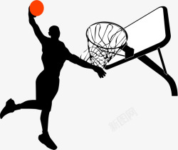NBA球赛黑色篮球运动员剪影图标高清图片