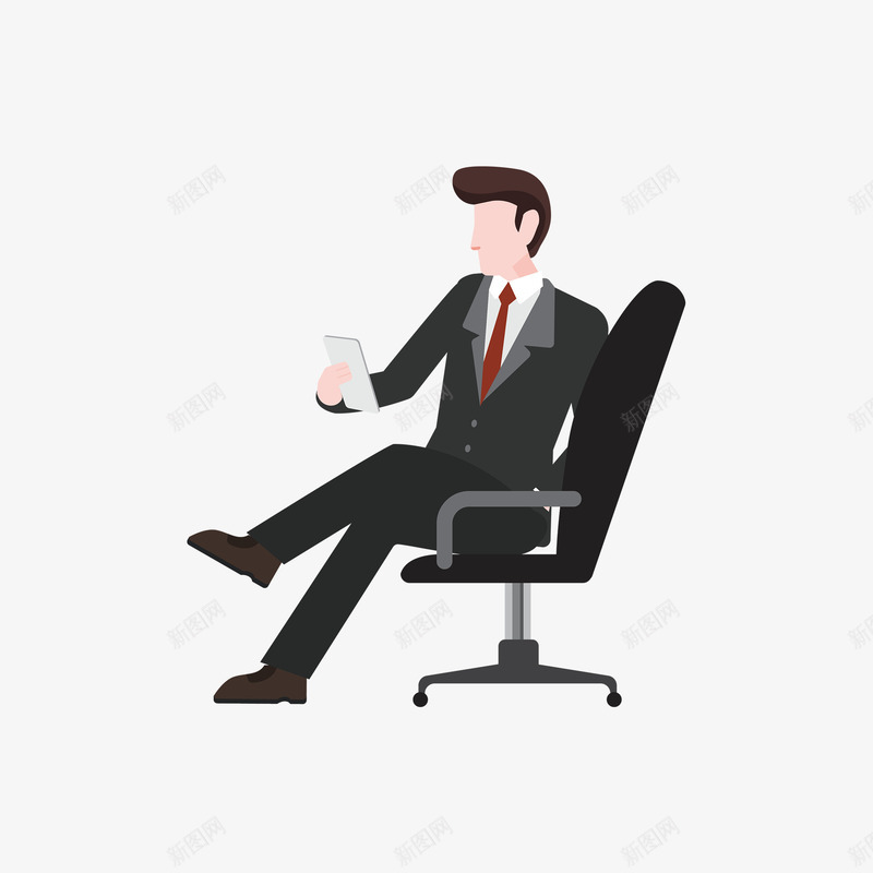 坐着看手机的人png免抠素材_新图网 https://ixintu.com PNG 卡通 座椅 手机 男人