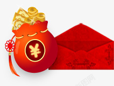 金币福袋元旦节日新年红包高清图片