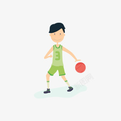 绿色打篮球男子矢量图素材