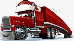 圣诞节可爱红色货车素材