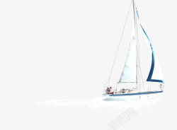 手绘卡通白色帆船效果素材