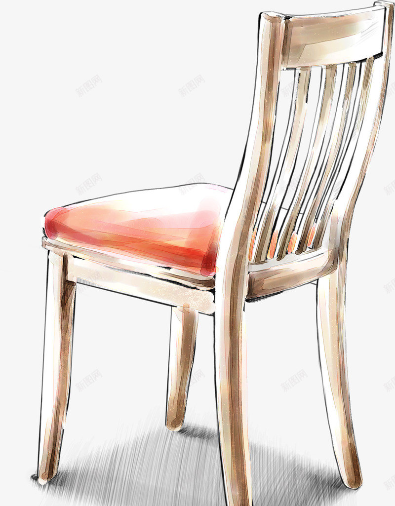 手绘室内装饰红色椅子png免抠素材_新图网 https://ixintu.com 室内 椅子 红色 装饰