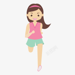 女生跑步健身运动矢量图素材