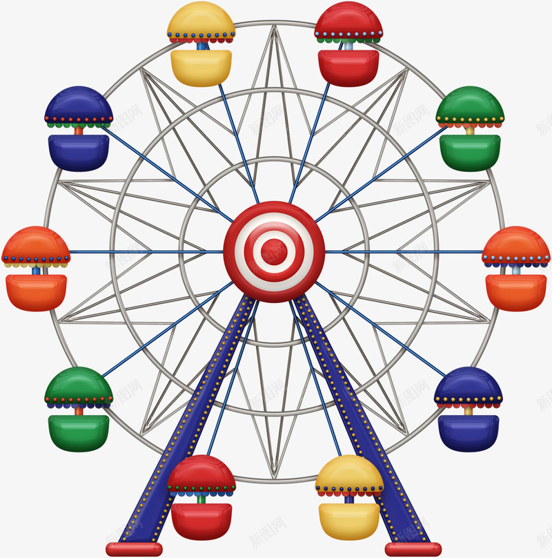 摩天轮png免抠素材_新图网 https://ixintu.com 卡通 可爱漂浮 摩天轮