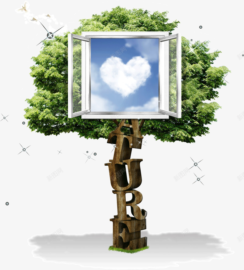 创意大树上的窗户png免抠素材_新图网 https://ixintu.com 创意 大树 树木 窗户 绿树 风景