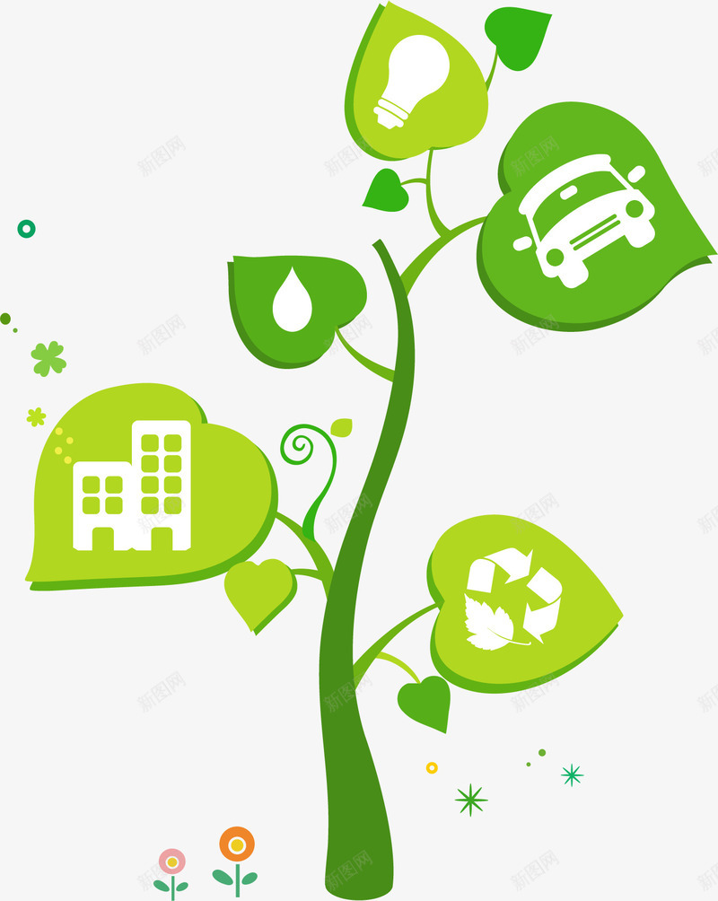 绿色环保创意小树矢量图ai免抠素材_新图网 https://ixintu.com 创意 小树 环保 绿色 矢量图