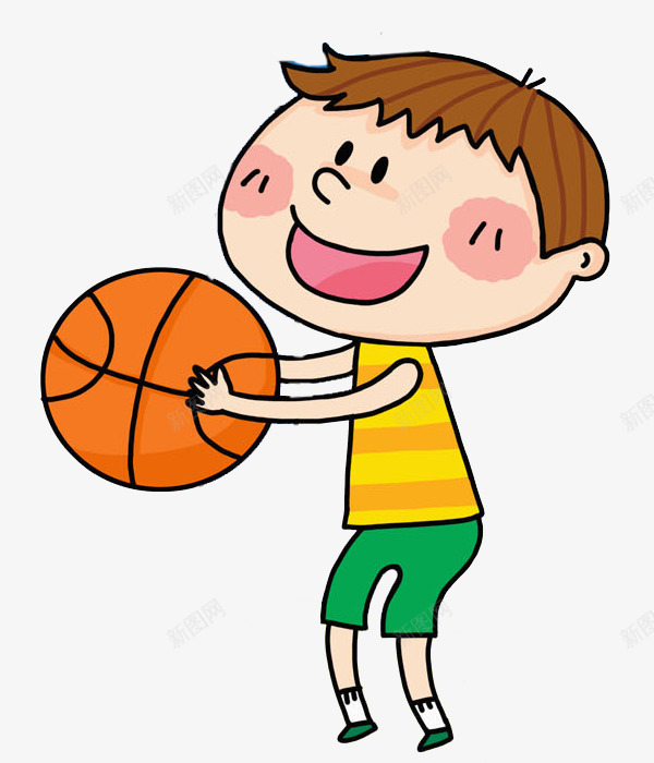 打篮球的男孩png免抠素材_新图网 https://ixintu.com 卡通 可爱的 帅气的 球服 篮球 高兴地 黄色的