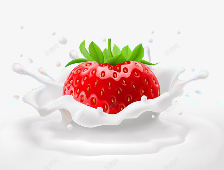草莓牛奶png免抠素材_新图网 https://ixintu.com 水果牛奶 漂浮素材 牛奶 草莓
