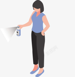 一瓶杀虫剂女士喷杀虫剂矢量图高清图片