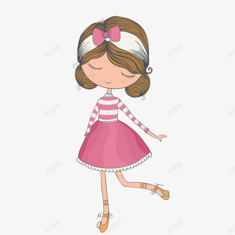 粉色裙子可爱女生png免抠素材_新图网 https://ixintu.com png免抠图 乖巧 卡通 手绘 粉色裙子 跳脚 跳舞