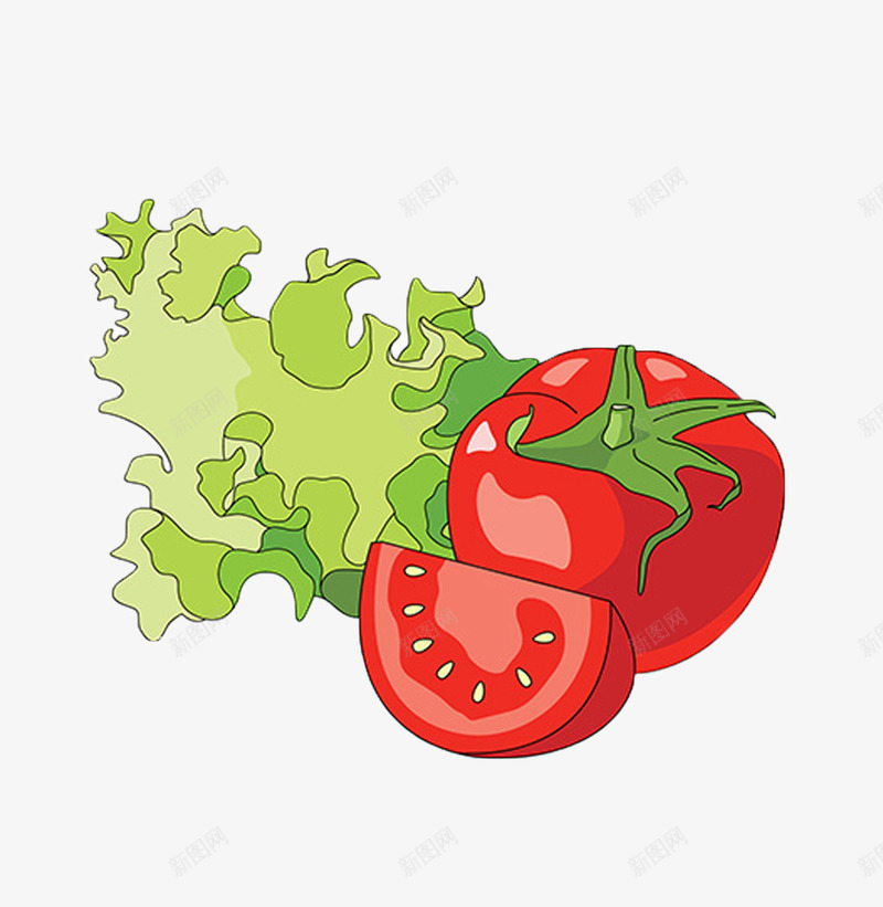 番茄生菜png免抠素材_新图网 https://ixintu.com 卡通生菜 卡通番茄 西红柿免抠素材 西红柿生菜png图片
