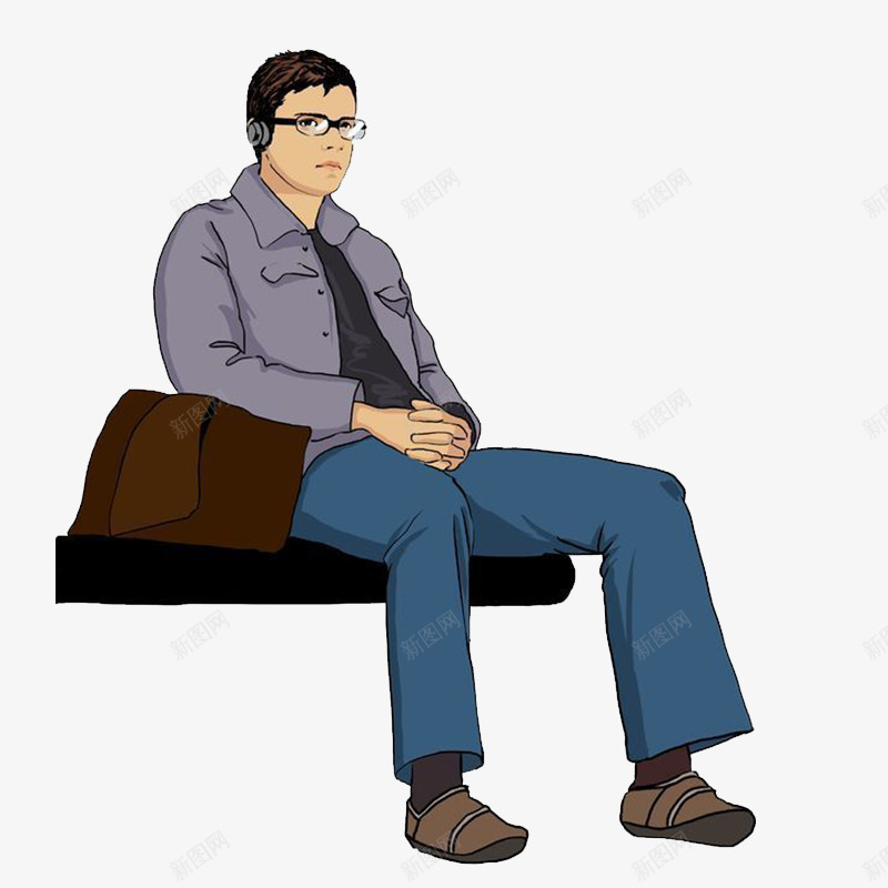 戴眼镜儿的男人png免抠素材_新图网 https://ixintu.com 坐在椅子上的人 坐着的 戴眼镜儿 男人 耳机