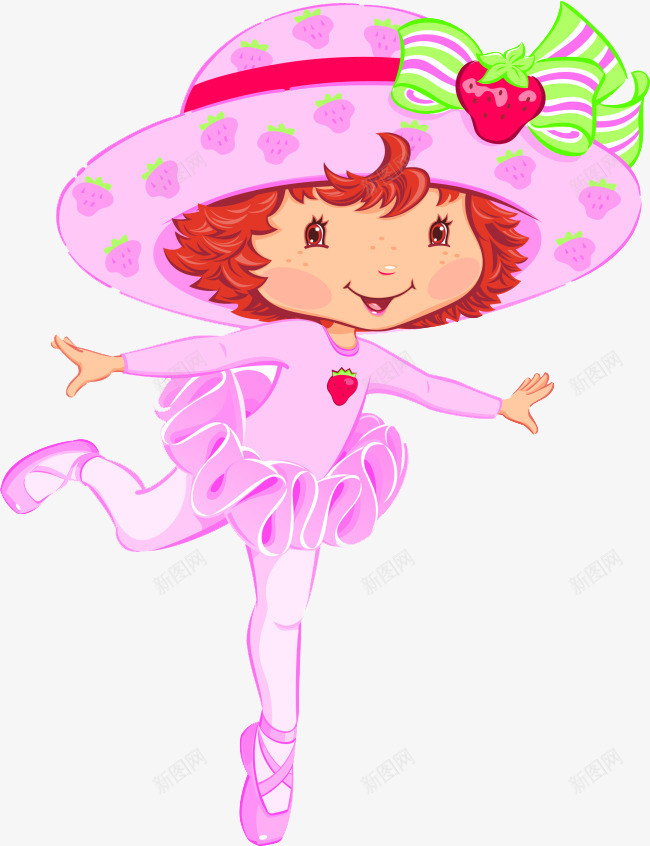 粉色可爱卡通形象png免抠素材_新图网 https://ixintu.com 可爱 小女生 帽子 粉色 芭蕾舞