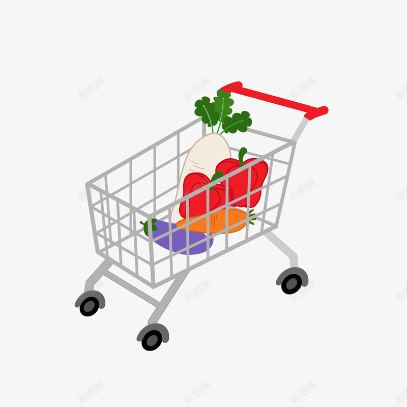 装满蔬菜的购物车png免抠素材_新图网 https://ixintu.com 1111 促销活动 双11 双12 双十一 双十二 电商 蔬菜 购物车