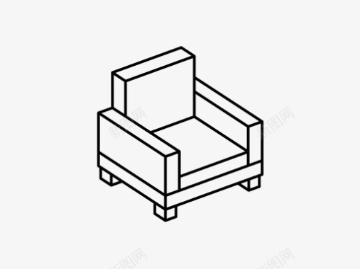 椅子家具isometrica概述图标图标