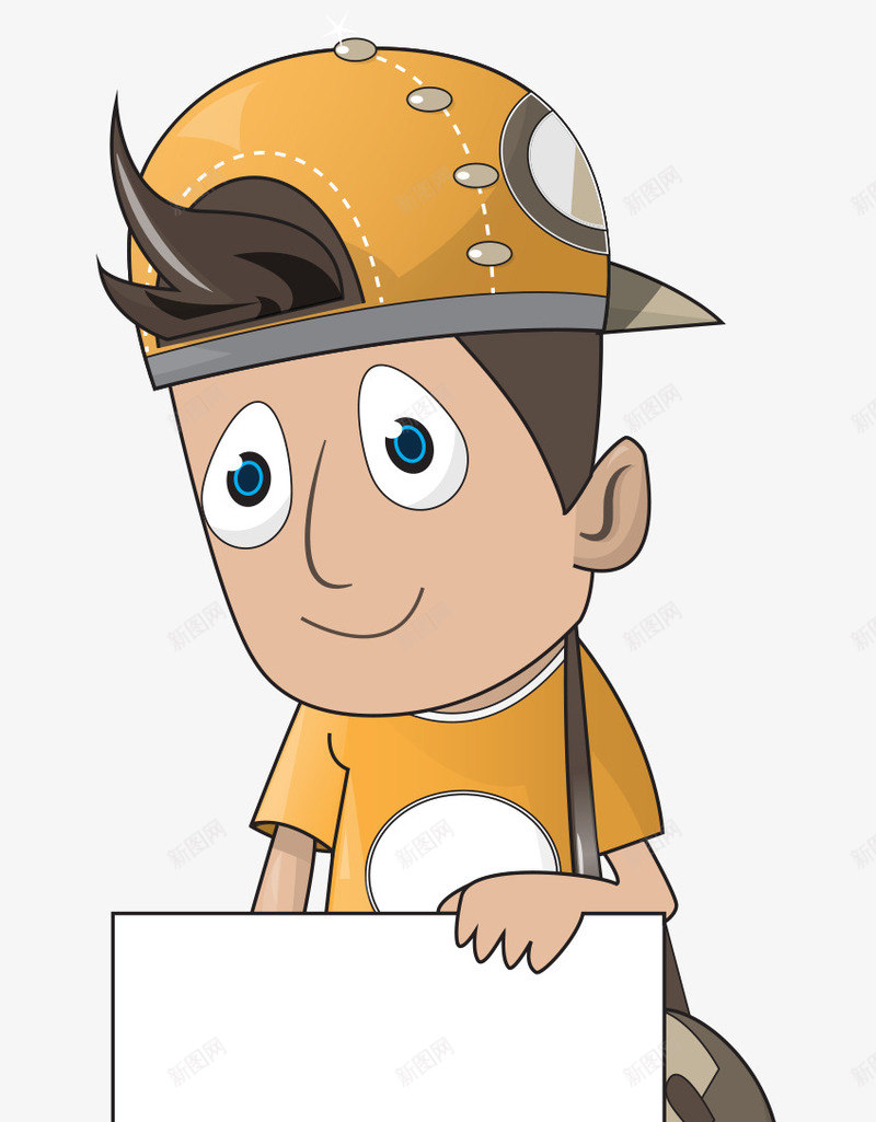 卡通手绘戴帽子拿白板男孩png免抠素材_新图网 https://ixintu.com 卡通的人物 平面男孩 戴帽子的男人 手绘的男孩 拿白板的男孩