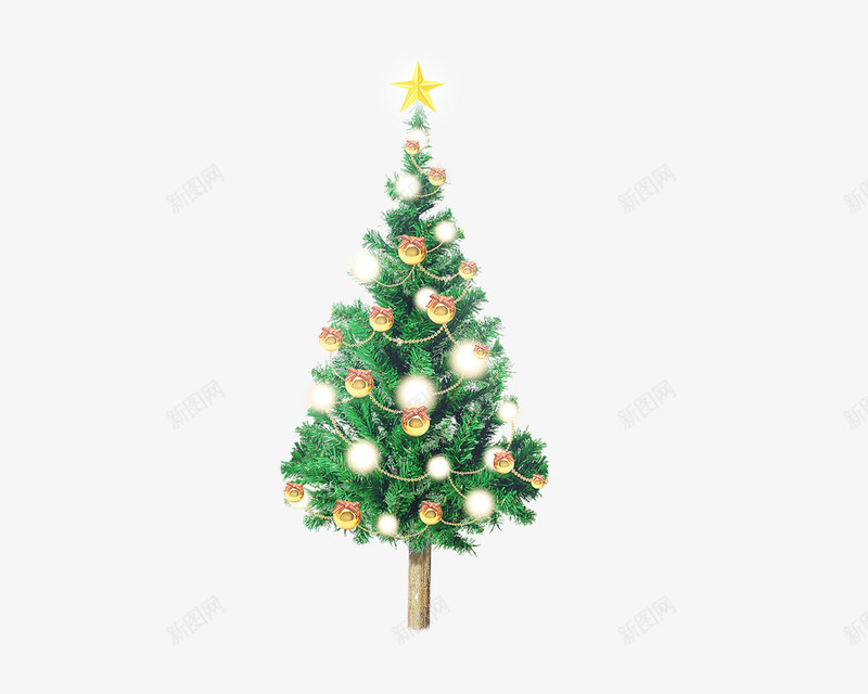 发光的圣诞树png免抠素材_新图网 https://ixintu.com 圣诞树 圣诞节 星星 绿色 装饰灯